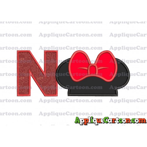 Minnie Mouse Ears Applique 01 Embroidery Design With Alphabet N