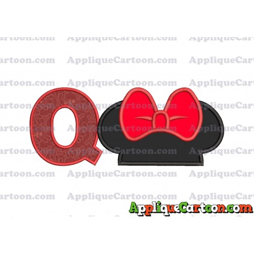 Minnie Mouse Ears Applique 01 Embroidery Design With Alphabet Q