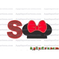 Minnie Mouse Ears Applique 01 Embroidery Design With Alphabet S