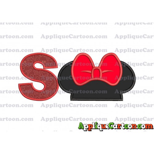 Minnie Mouse Ears Applique 01 Embroidery Design With Alphabet S