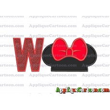 Minnie Mouse Ears Applique 01 Embroidery Design With Alphabet W