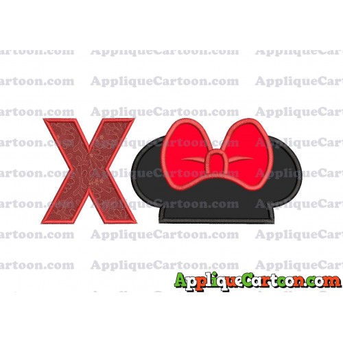 Minnie Mouse Ears Applique 01 Embroidery Design With Alphabet X