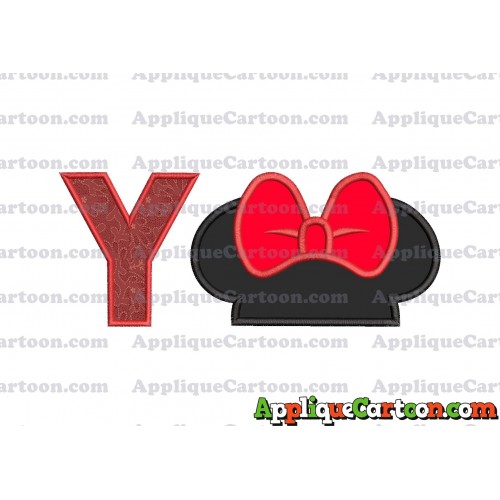 Minnie Mouse Ears Applique 01 Embroidery Design With Alphabet Y