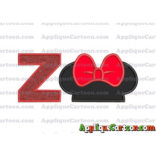 Minnie Mouse Ears Applique 01 Embroidery Design With Alphabet Z