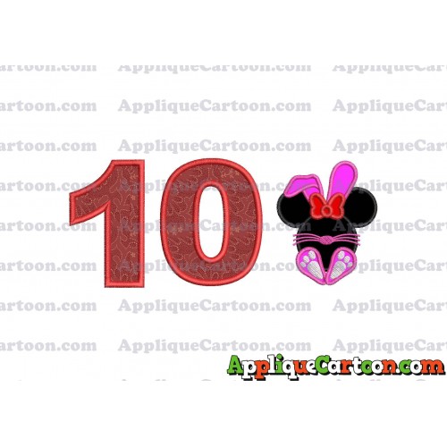 Minnie Mouse Easter Bunny Applique Embroidery Design Birthday Number 10