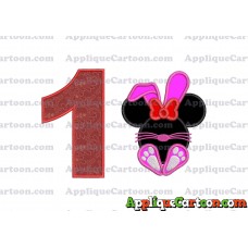 Minnie Mouse Easter Bunny Applique Embroidery Design Birthday Number 1