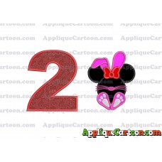 Minnie Mouse Easter Bunny Applique Embroidery Design Birthday Number 2