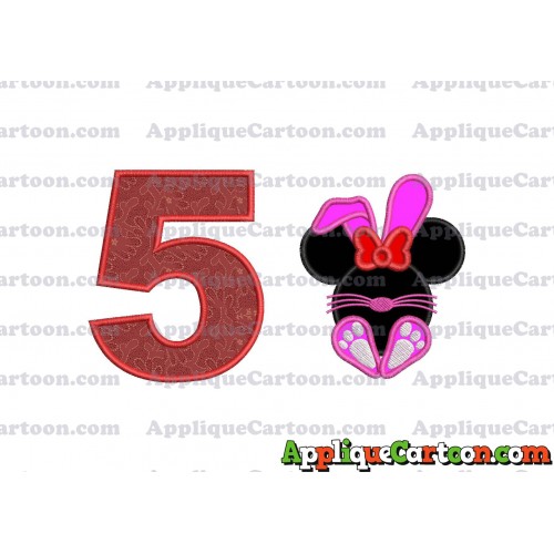 Minnie Mouse Easter Bunny Applique Embroidery Design Birthday Number 5