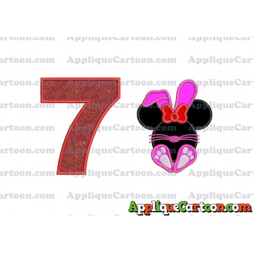 Minnie Mouse Easter Bunny Applique Embroidery Design Birthday Number 7