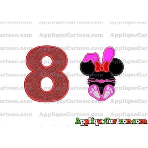 Minnie Mouse Easter Bunny Applique Embroidery Design Birthday Number 8
