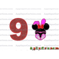 Minnie Mouse Easter Bunny Applique Embroidery Design Birthday Number 9