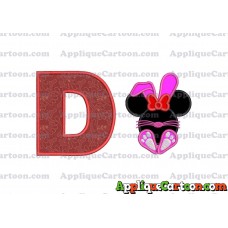 Minnie Mouse Easter Bunny Applique Embroidery Design With Alphabet D