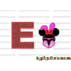 Minnie Mouse Easter Bunny Applique Embroidery Design With Alphabet E