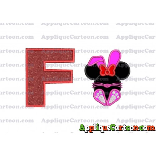 Minnie Mouse Easter Bunny Applique Embroidery Design With Alphabet F