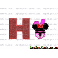 Minnie Mouse Easter Bunny Applique Embroidery Design With Alphabet H
