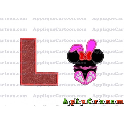 Minnie Mouse Easter Bunny Applique Embroidery Design With Alphabet L