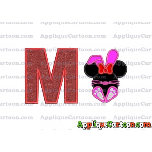 Minnie Mouse Easter Bunny Applique Embroidery Design With Alphabet M
