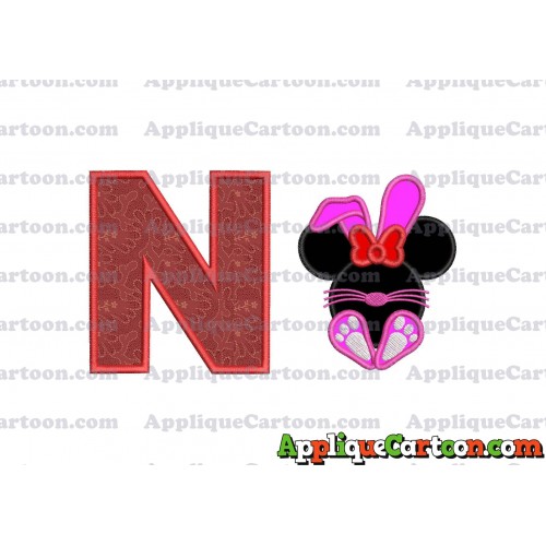 Minnie Mouse Easter Bunny Applique Embroidery Design With Alphabet N