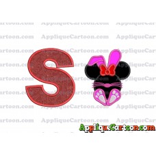 Minnie Mouse Easter Bunny Applique Embroidery Design With Alphabet S