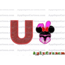 Minnie Mouse Easter Bunny Applique Embroidery Design With Alphabet U