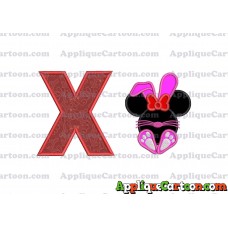 Minnie Mouse Easter Bunny Applique Embroidery Design With Alphabet X