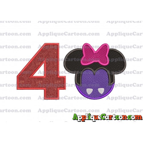 Minnie Mouse Halloween 02 Applique Design Birthday Number 4