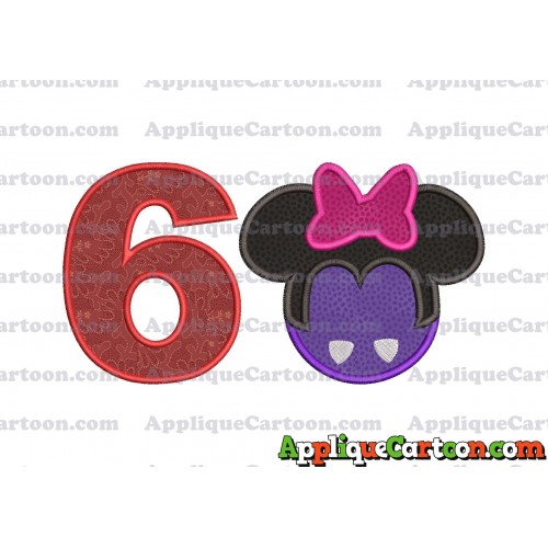 Minnie Mouse Halloween 02 Applique Design Birthday Number 6