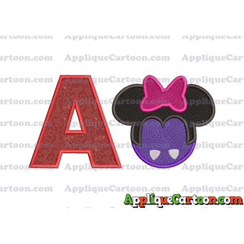Minnie Mouse Halloween 02 Applique Design With Alphabet A