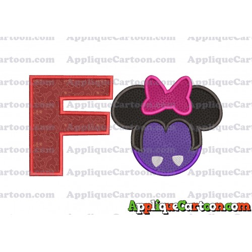 Minnie Mouse Halloween 02 Applique Design With Alphabet F