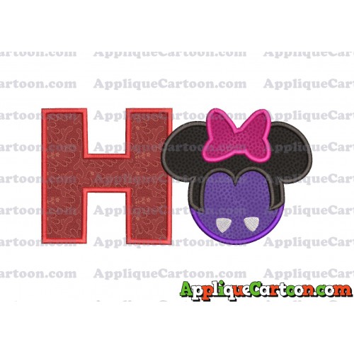 Minnie Mouse Halloween 02 Applique Design With Alphabet H