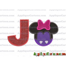 Minnie Mouse Halloween 02 Applique Design With Alphabet J