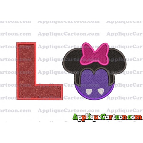 Minnie Mouse Halloween 02 Applique Design With Alphabet L
