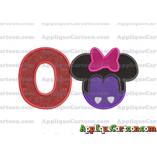 Minnie Mouse Halloween 02 Applique Design With Alphabet O