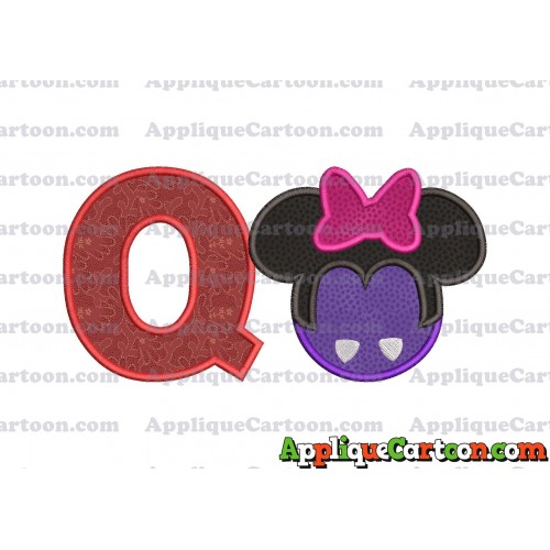 Minnie Mouse Halloween 02 Applique Design With Alphabet Q