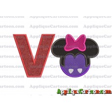 Minnie Mouse Halloween 02 Applique Design With Alphabet V