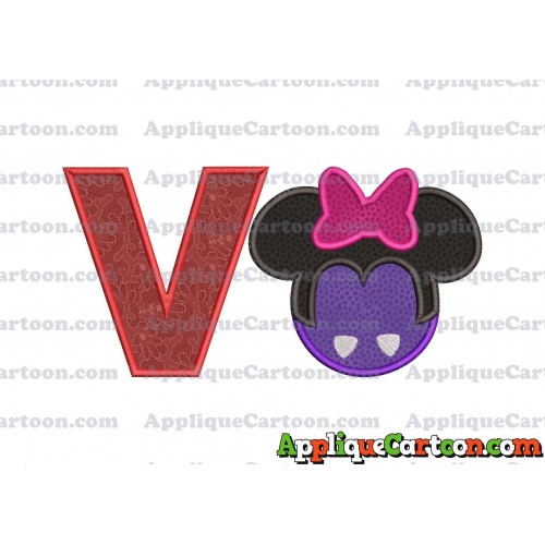 Minnie Mouse Halloween 02 Applique Design With Alphabet V
