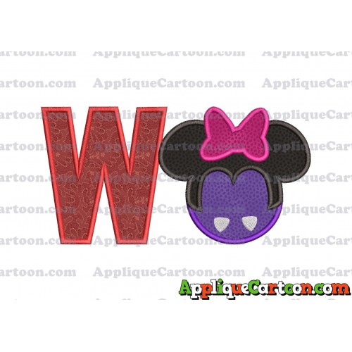 Minnie Mouse Halloween 02 Applique Design With Alphabet W