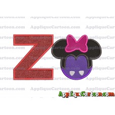 Minnie Mouse Halloween 02 Applique Design With Alphabet Z