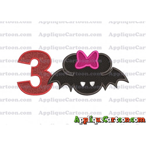 Minnie Mouse Halloween Applique Design Birthday Number 3