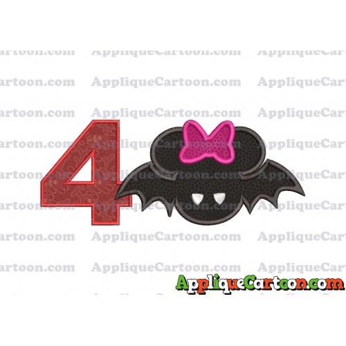 Minnie Mouse Halloween Applique Design Birthday Number 4
