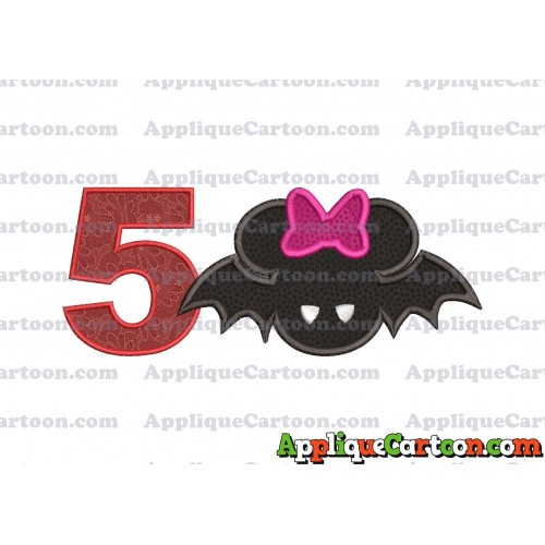 Minnie Mouse Halloween Applique Design Birthday Number 5
