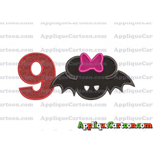 Minnie Mouse Halloween Applique Design Birthday Number 9