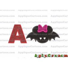 Minnie Mouse Halloween Applique Design With Alphabet A