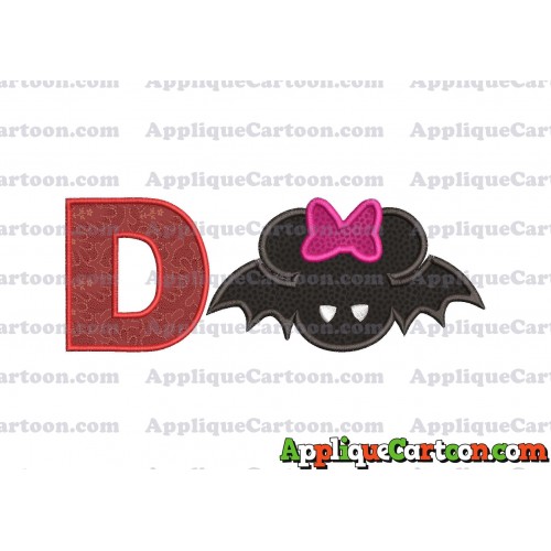 Minnie Mouse Halloween Applique Design With Alphabet D