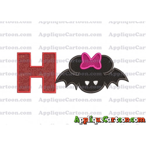 Minnie Mouse Halloween Applique Design With Alphabet H