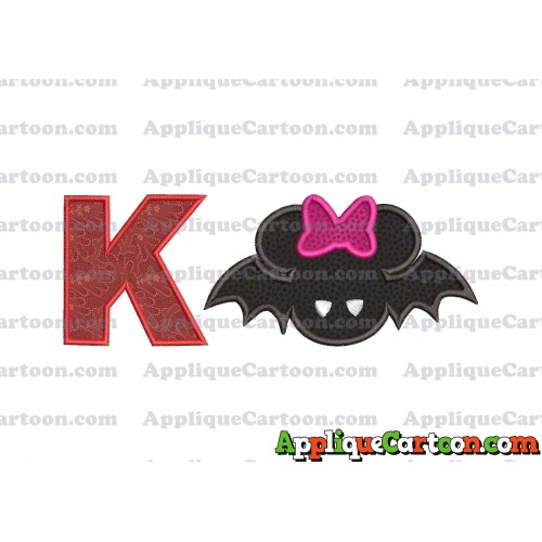 Minnie Mouse Halloween Applique Design With Alphabet K