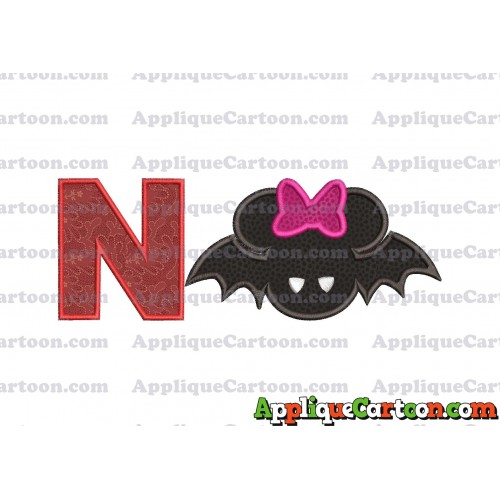 Minnie Mouse Halloween Applique Design With Alphabet N