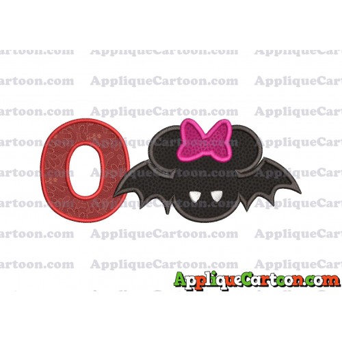 Minnie Mouse Halloween Applique Design With Alphabet O