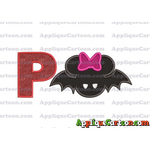 Minnie Mouse Halloween Applique Design With Alphabet P