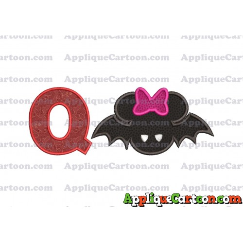 Minnie Mouse Halloween Applique Design With Alphabet Q